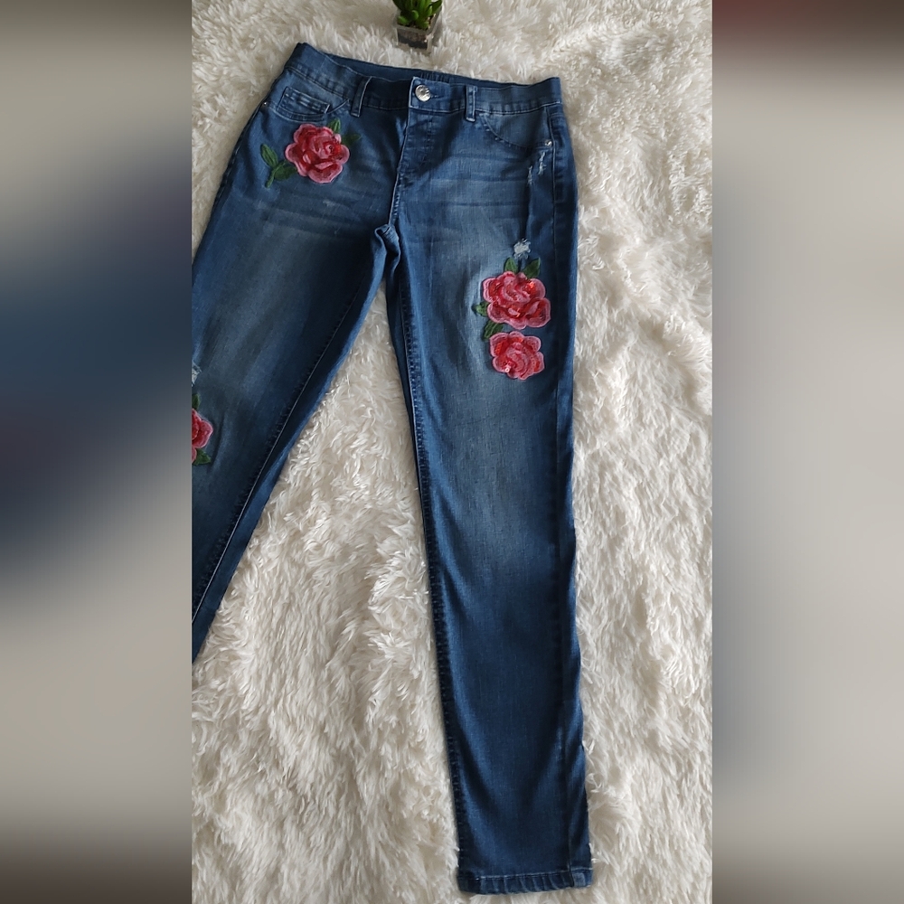 Justice Women's Blue Skinny Jeans Legging Pull On - Picture 5 of 6